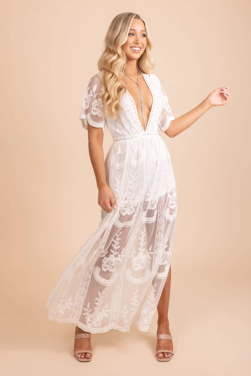 The Big Day Lace Romper Maxi Dress 3 The Big Day Lace Romper Maxi Dress