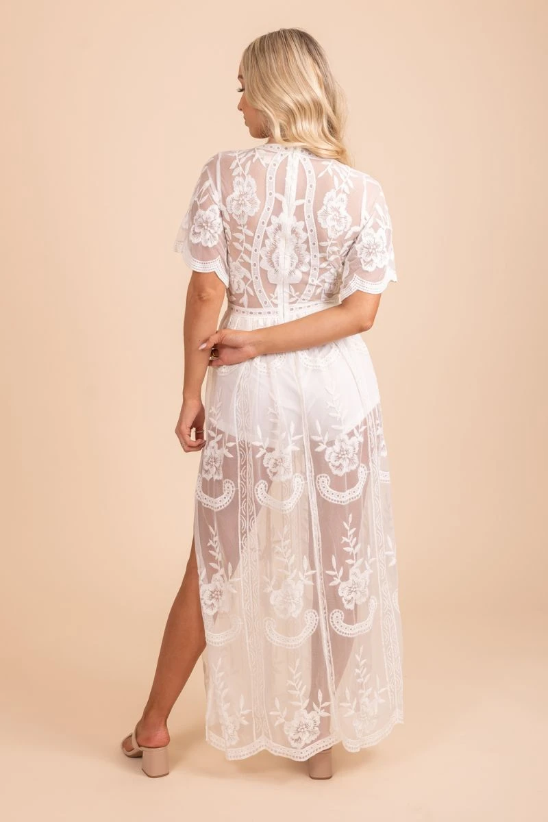 The Big Day Lace Romper Maxi Dress 6 The Big Day Lace Romper Maxi Dress - Image 4
