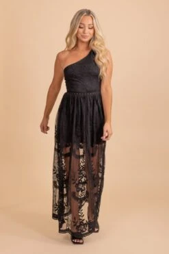 It's My Day One Shoulder Lace Maxi Dress