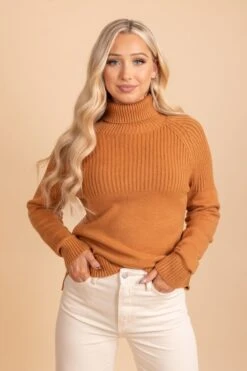 Chocolate Snuggle Up Knit Turtleneck Top