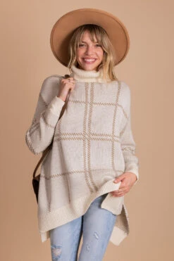 Perfect Illusion Plaid Long Sleeve Sweater - Off White