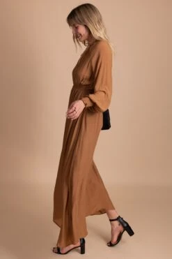 Aspire To Inspire Long Sleeve Maxi Dress -Outlet Bella Ella Boutique Store AspireToInspire Long Sleeve Maxi Dress brown 2 5000x