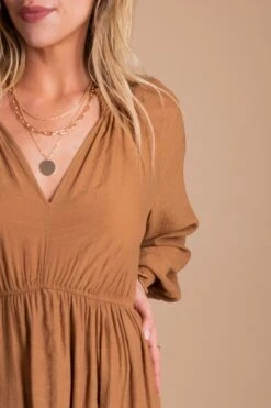 Aspire To Inspire Long Sleeve Maxi Dress -Outlet Bella Ella Boutique Store AspireToInspire Long Sleeve Maxi Dress brown 4 5000x