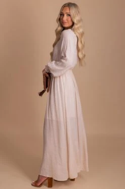 Aspire To Inspire Long Sleeve Maxi Dress -Outlet Bella Ella Boutique Store AspireToInspire Long Sleeve Maxi Dress natural 2 5000x