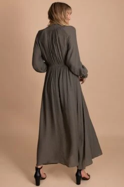 Aspire To Inspire Long Sleeve Maxi Dress -Outlet Bella Ella Boutique Store AspireToInspire Long Sleeve Maxi Dress olive 3 5000x