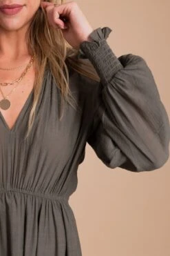 Aspire To Inspire Long Sleeve Maxi Dress -Outlet Bella Ella Boutique Store AspireToInspire Long Sleeve Maxi Dress olive 4 5000x