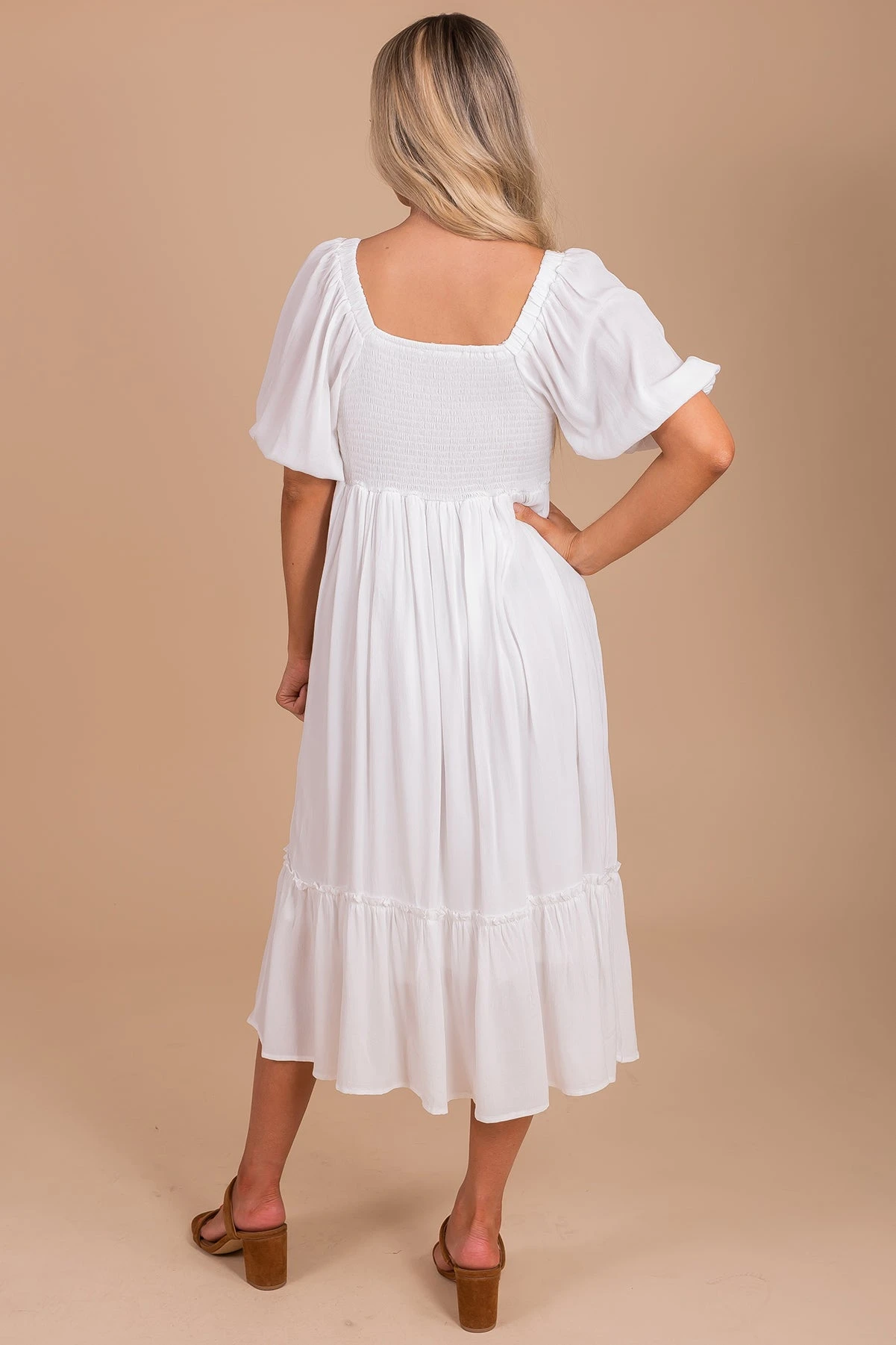 Romantic Muse Embroidered Midi Dress - White 4 Romantic Muse Embroidered Midi Dress - White - Image 2