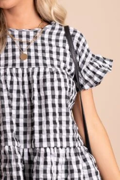 Be Unforgettable Gingham Peplum Top -Outlet Bella Ella Boutique Store BELLAELLA 1.5.22 1194 5000x