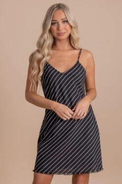 My Way Black Striped Mini Dress