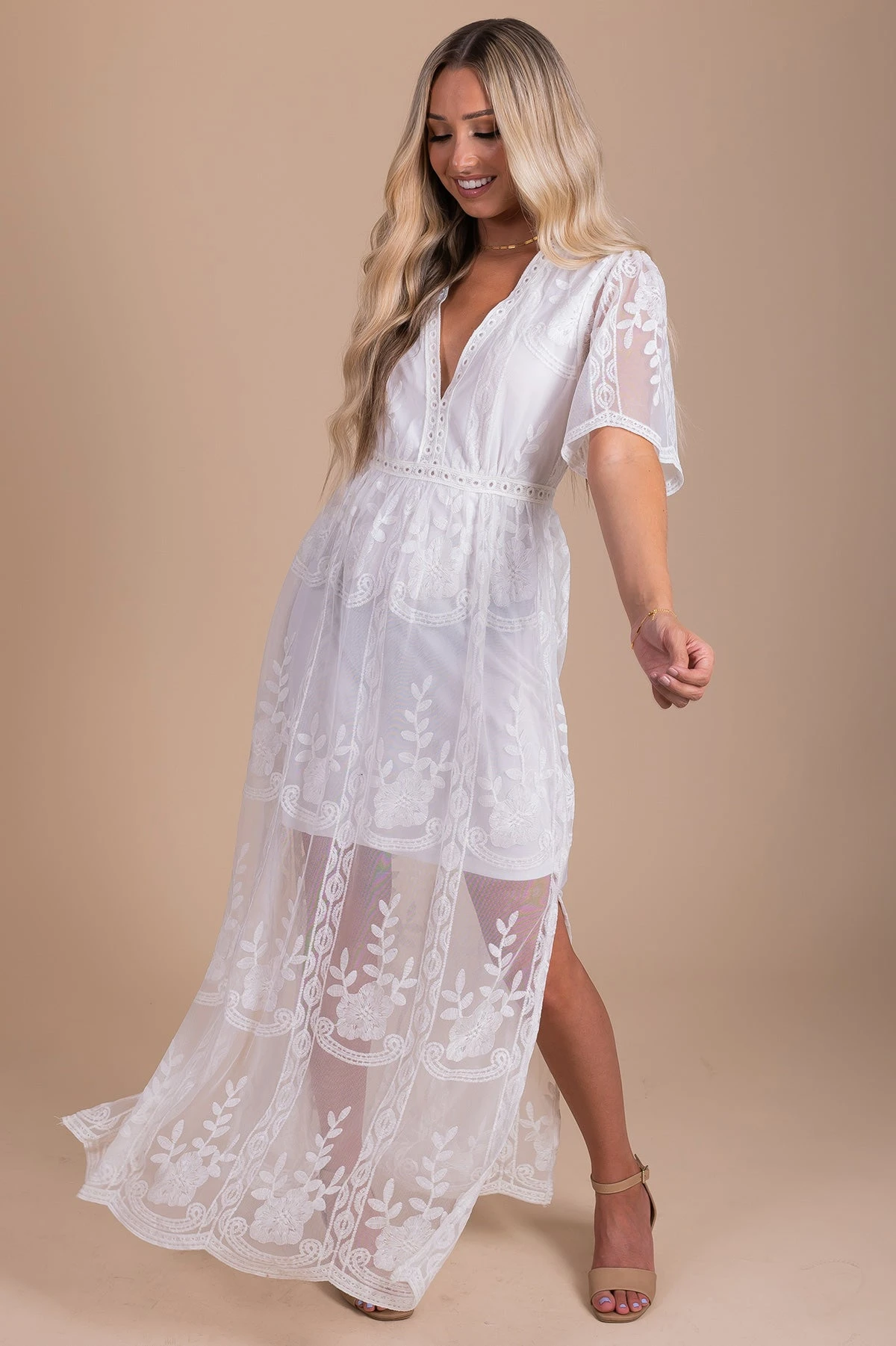 IRIS Light My Fire White Lace Maxi Dress 3 IRIS Light My Fire White Lace Maxi Dress