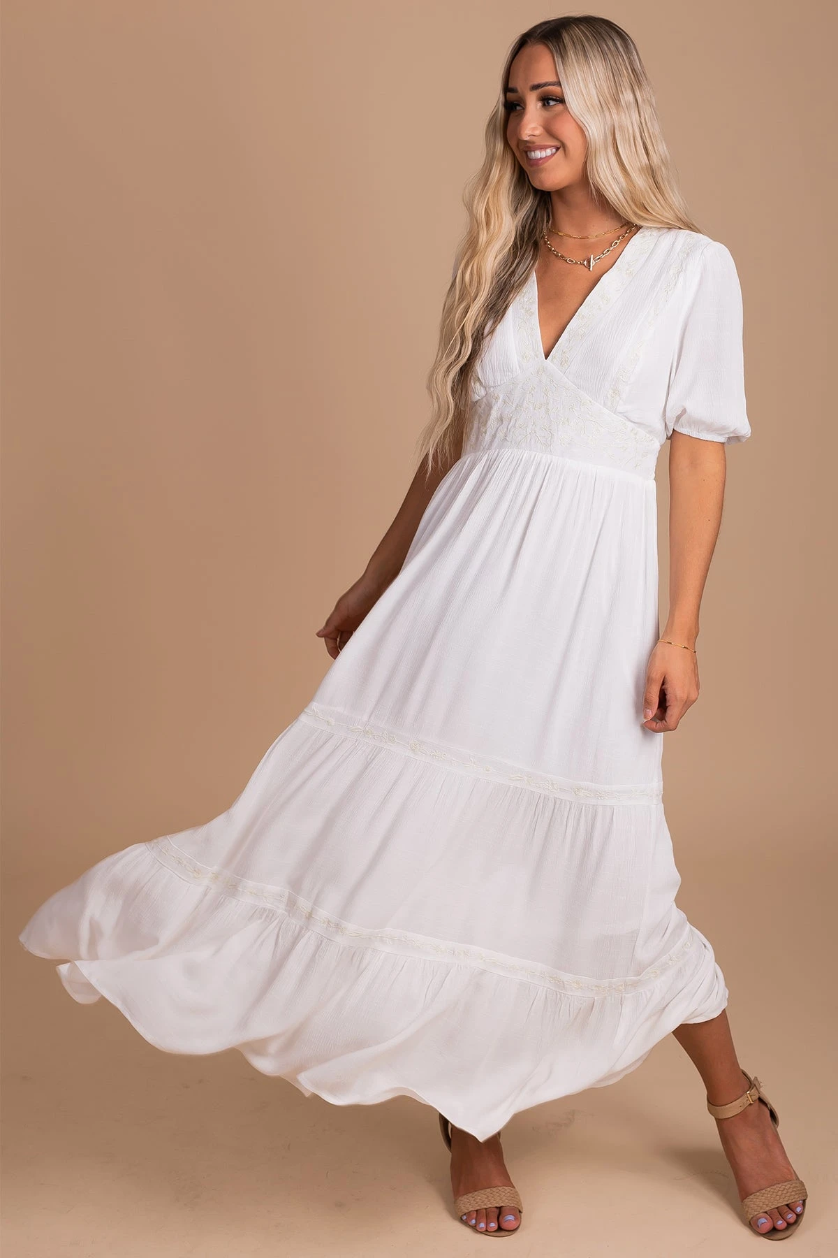 Be A Wildflower Maxi Dress - White 3 Be A Wildflower Maxi Dress - White