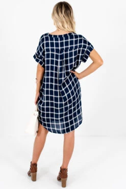 Back To School Navy Plaid Mini Dress 11 Back To School Navy Plaid Mini Dress -Outlet Bella Ella Boutique Store Back to School Blue Plaid Mini Dress Back 5000x