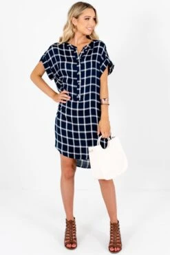 Back To School Navy Plaid Mini Dress 17 Back To School Navy Plaid Mini Dress -Outlet Bella Ella Boutique Store Back to School Blue Plaid Mini Dress Full 1 5000x