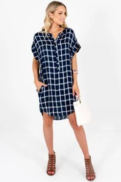 Back To School Navy Plaid Mini Dress 16 Back To School Navy Plaid Mini Dress -Outlet Bella Ella Boutique Store Back to School Blue Plaid Mini Dress Full 2 5000x