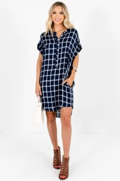 Back To School Navy Plaid Mini Dress 14 Back To School Navy Plaid Mini Dress -Outlet Bella Ella Boutique Store Back to School Blue Plaid Mini Dress Full 5000x