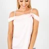 Bashful Babe Pink Cold Shoulder Top -Outlet Bella Ella Boutique Store Bashful Babe Pink Top Front 5000x