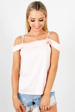 Bashful Babe Pink Cold Shoulder Top