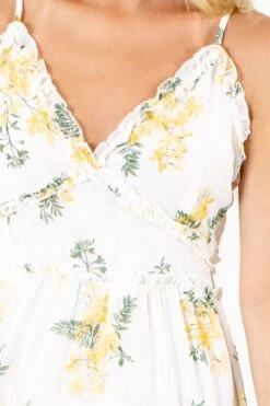 Be Happier Cream Floral Midi Dress 11 Be Happier Cream Floral Midi Dress -Outlet Bella Ella Boutique Store Be Happier White Dress Detail 5000x