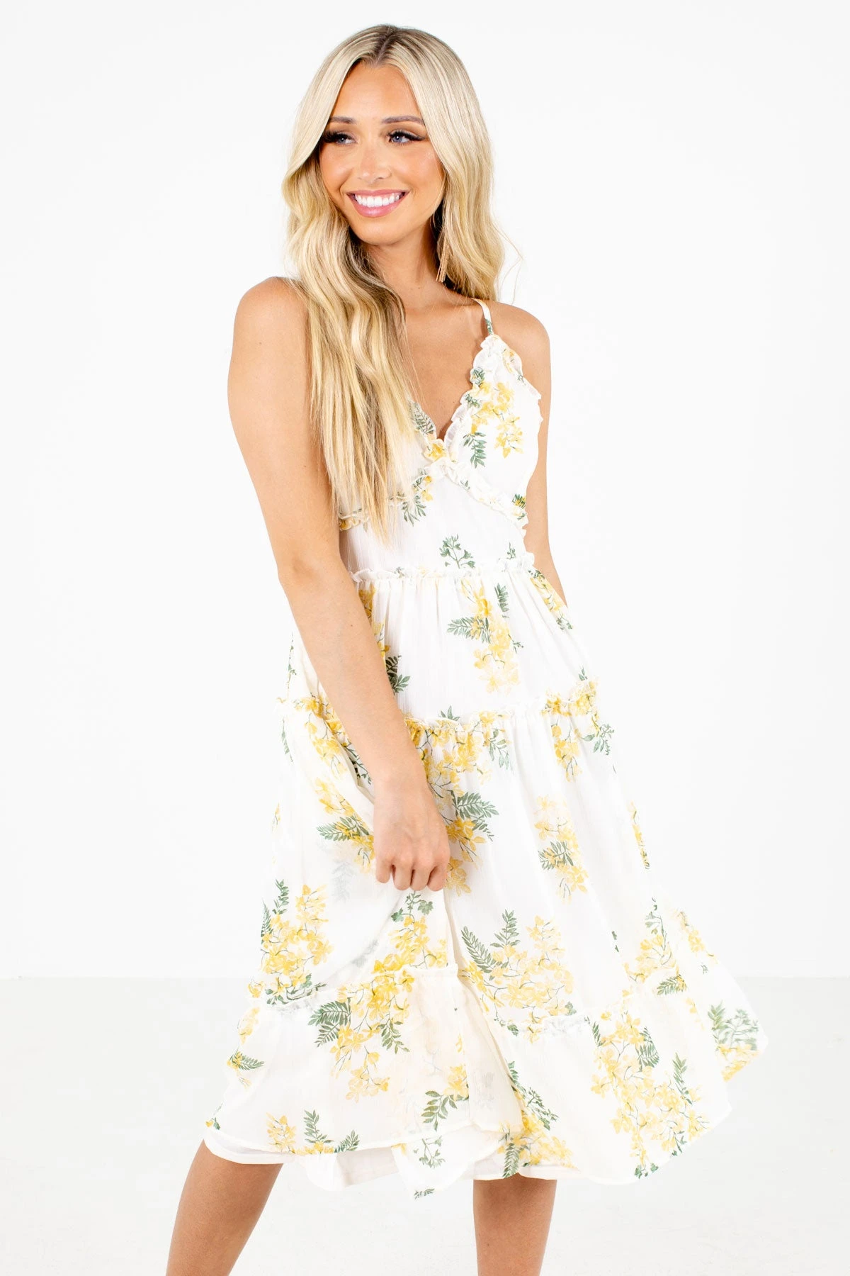Be Happier Cream Floral Midi Dress 8 Be Happier Cream Floral Midi Dress - Image 6