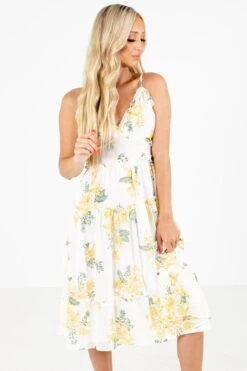 Be Happier Cream Floral Midi Dress