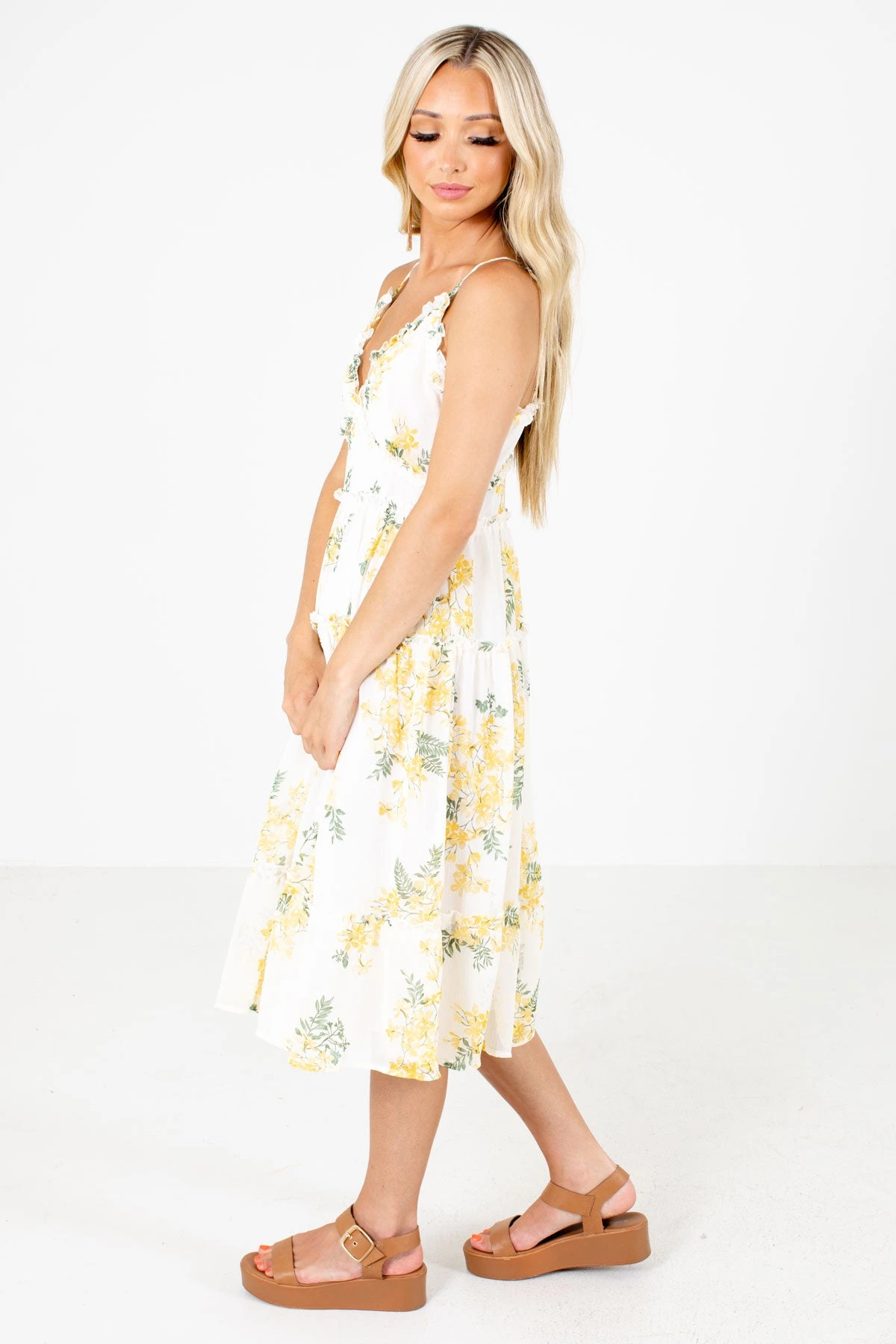 Be Happier Cream Floral Midi Dress 7 Be Happier Cream Floral Midi Dress - Image 5