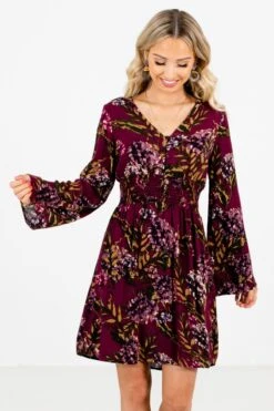 Beat Of My Heart Purple Floral Mini Dress -Outlet Bella Ella Boutique Store Beat of My Heart Purple Mini Dress Front 5000x