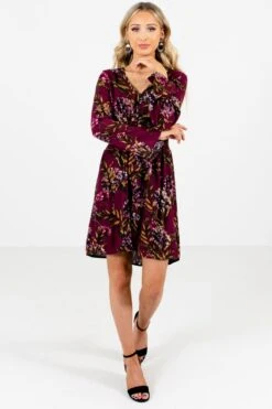 Beat Of My Heart Purple Floral Mini Dress -Outlet Bella Ella Boutique Store Beat of My Heart Purple Mini Dress Full Front2 5000x