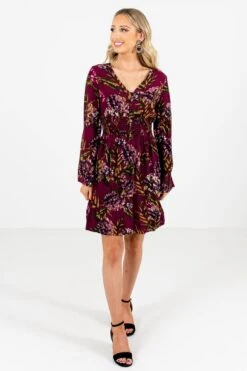 Beat Of My Heart Purple Floral Mini Dress -Outlet Bella Ella Boutique Store Beat of My Heart Purple Mini Dress Full Front 5000x