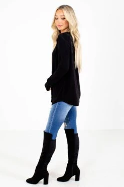 Beautiful Girl Button-Up Top -Outlet Bella Ella Boutique Store Beautiful Girl Black Top Side 5000x