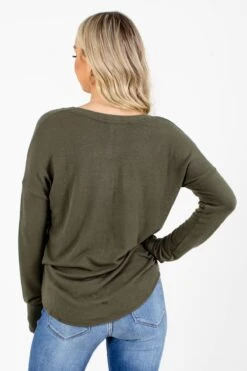 Beautiful Girl Button-Up Top -Outlet Bella Ella Boutique Store Beautiful Girl Green Top Back 5000x