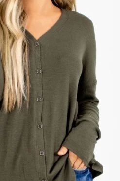 Beautiful Girl Button-Up Top -Outlet Bella Ella Boutique Store Beautiful Girl Green Top 5000x