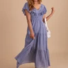 Beautifully Radiant Maxi Dress -Outlet Bella Ella Boutique Store BeautifullyRadiantMaxiDress FrontBlue 5000x