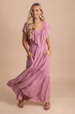 Because Of You Ruffled Maxi Dress - Pink -Outlet Bella Ella Boutique Store BecauseOfYouRuffledMaxiDress Pinklifestyle 5000x