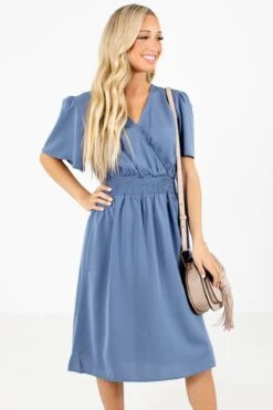 Before You Go Blue Knee-Length Dress 15 Before You Go Blue Knee-Length Dress -Outlet Bella Ella Boutique Store Before You Go Blue Dress Front3 5000x