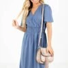 Before You Go Blue Knee-Length Dress 2 Before You Go Blue Knee-Length Dress -Outlet Bella Ella Boutique Store Before You Go Blue Dress Front 5000x