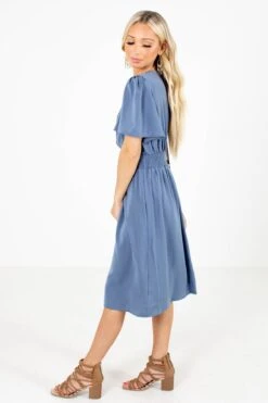 Before You Go Blue Knee-Length Dress 14 Before You Go Blue Knee-Length Dress -Outlet Bella Ella Boutique Store Before You Go Blue Dress Side 5000x