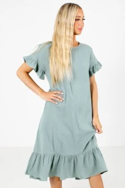 Bless Your Heart Midi Dress -Outlet Bella Ella Boutique Store Bless Your Heart Green Dress Front 5000x