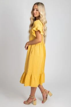 Bless Your Heart Midi Dress -Outlet Bella Ella Boutique Store BlessYourHeart Dress Yellow 3 5000x