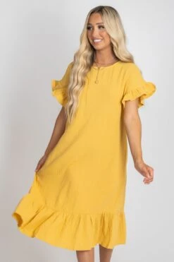 Bless Your Heart Midi Dress -Outlet Bella Ella Boutique Store BlessYourHeart Dress Yellow 5000x
