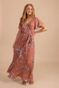 Bloomed Happiness Floral Maxi Dress -Outlet Bella Ella Boutique Store BloomedHappinessFloralMaxiDressOrangeFront 1 5000x