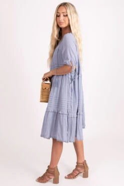 Bohemian Wonder Midi Dress -Outlet Bella Ella Boutique Store BohemianWonder Boho Dress Blue 3 5000x