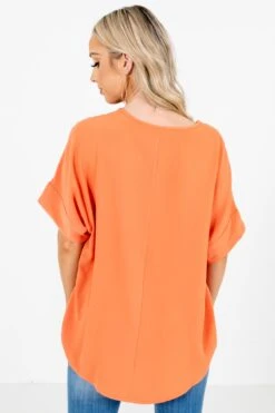 Born For This Short Sleeve Blouse -Outlet Bella Ella Boutique Store BornforThisOrangeBlouseBack 5000x