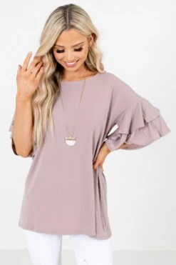 Build Your Dream Ruffle Top 23 Build Your Dream Ruffle Top -Outlet Bella Ella Boutique Store BuildYourDreamTopBrownFront 5000x