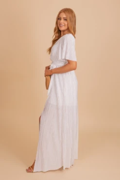 Call You Mine Ribbed Maxi Dress - White -Outlet Bella Ella Boutique Store CallYouMineRibbedMaxiDress Reshoot Side 5000x