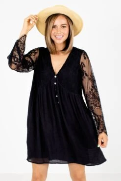 Can't Say Goodnight Mini Dress -Outlet Bella Ella Boutique Store Can t Say Goodnight Black Dress Front 5000x