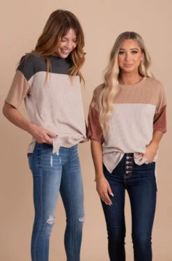 Casual Friday Ribbed Color Block Top -Outlet Bella Ella Boutique Store CasualFridayRibbedColorBlockTopgroupfull 5000x