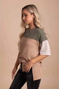 Casual Friday Ribbed Color Block Top -Outlet Bella Ella Boutique Store CasualFridayRibbedColorBlockTopoliveside 5000x