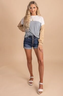 Casual Saturday Ribbed Color Block Top