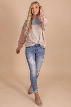 Casual Saturday Ribbed Color Block Top -Outlet Bella Ella Boutique Store CasualSaturdayRibbedColorBlockTopfront3 5000x