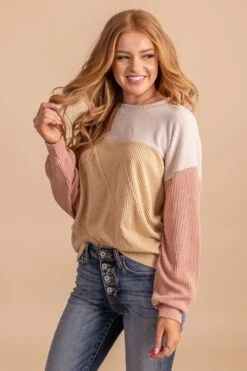 Casual Saturday Ribbed Color Block Top -Outlet Bella Ella Boutique Store CasualSaturdayRibbedColorBlockTopside3 5000x